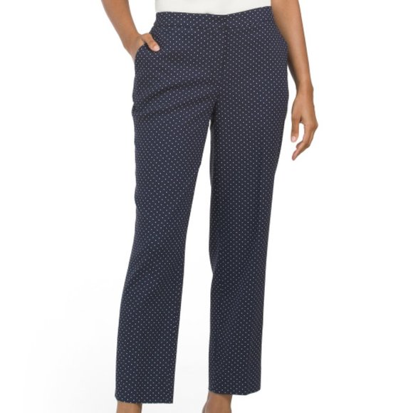 Kasper NWT Women's Navy/White Dot Jacquard Ankle Pants, Size 18 - Picture 1 of 6